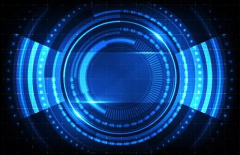 Abstract background of sci fi hud ui with blue Printed Circuit Board Stock Illustration