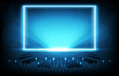 Abstract background sci fi interface technology of blue light frame and inter Stock Illustration