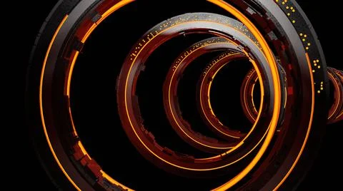 Abstract background of Sci Fi Modern Futuristic warp teleporter tube path, 3D Stock Photos