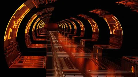 Abstract background of Sci Fi Modern Futuristic Spaceship Tunnel Corridor gat Stock Photos