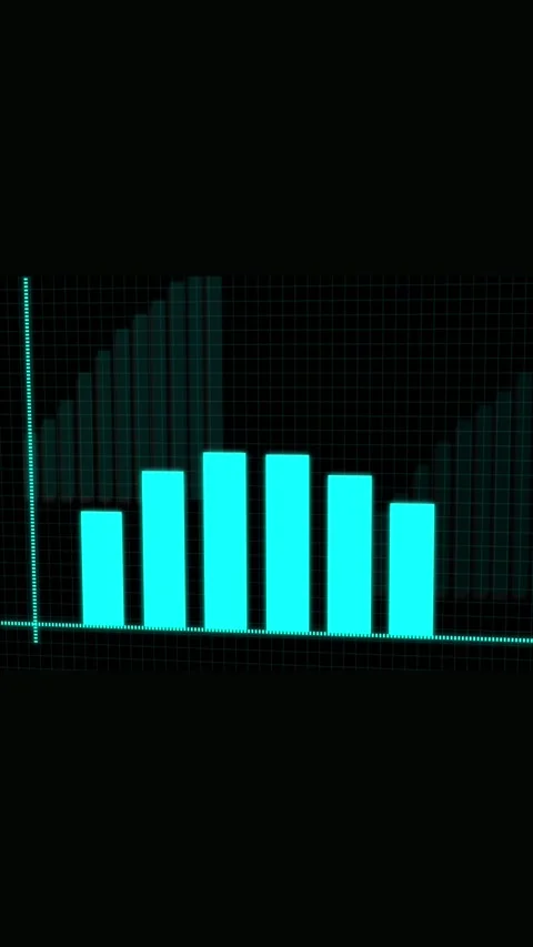 Abstract background seamless animated cyan bar graph chart vertical video. .. Stock Footage 321722402