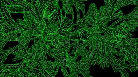 Abstract background seamless loop green roots. Vj loop trees in outer space for Stock Footage 253516764