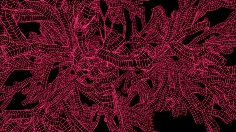 Abstract background seamless loop pink roots. Vj loop trees in outer space for Stock Footage 255762279