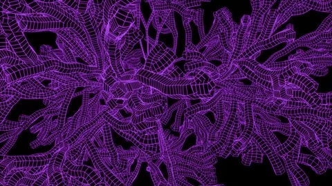Abstract background seamless loop purple roots. Vj loop trees in outer space for Stock Footage 249440935