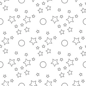 Abstract background - Seamless pattern of circles and stars for vector graphic Illustrazione stock