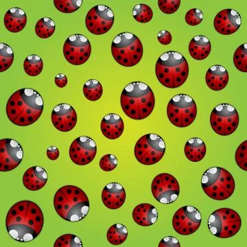 Abstract background seamless pattern with ladybugs Stock Illustration