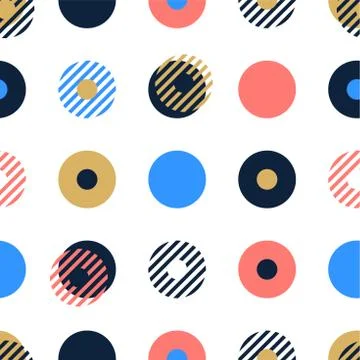Abstract background seamless vector pattern made with circular geometric shap Stock Illustration