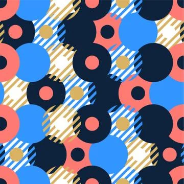 Abstract background seamless vector pattern made with circular geometric shap Illustrazione stock