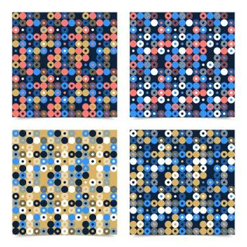 Abstract background seamless vector pattern made with circular geometric shap 스톡 일러스트