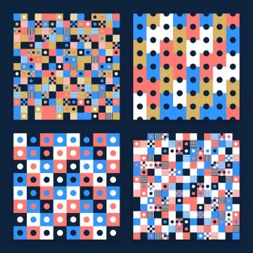 Abstract background seamless vector pattern set made with circular geometric  Stock Illustration