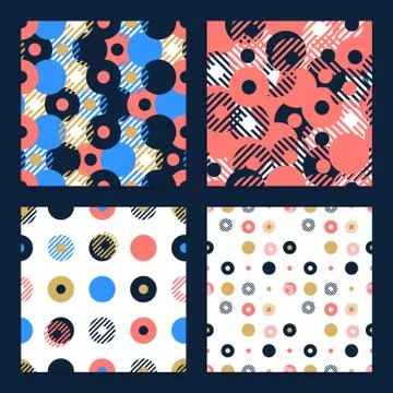 Abstract background seamless vector pattern set made with circular geometric  Stock Illustration