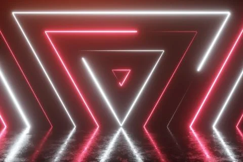 Abstract background from seamlessly appearing neon colorful triangles. Reflec Illustration