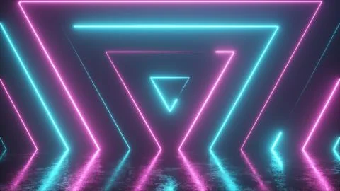 Abstract background from seamlessly appearing neon colorful triangles. Reflec Illustration