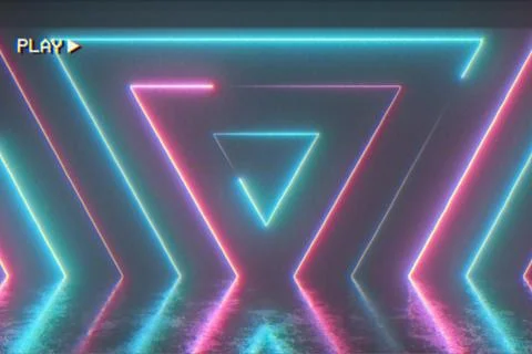 Abstract background from seamlessly appearing neon colorful triangle with noi Illustration