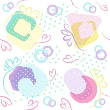 Abstract Background Set of 4 geometric gift boxes with sweet pastel Seamless Illustrazione stock