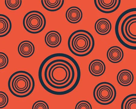 Abstract background set of blue circles on orange background Stock Illustration