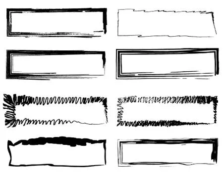 Abstract background set frame black brush stroke Stock Illustration