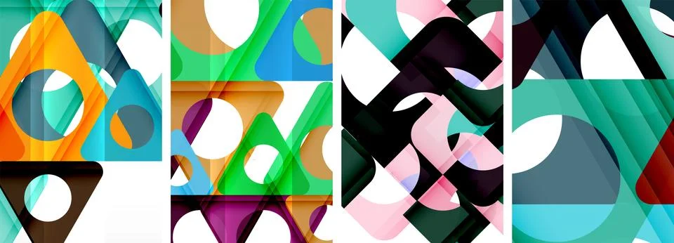 Abstract background set, showcasing a dynamic interplay of triangles. Fusion of Stock Illustration