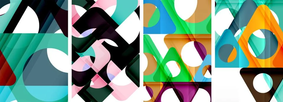 Abstract background set, showcasing a dynamic interplay of triangles. Fusion of Stock Illustration