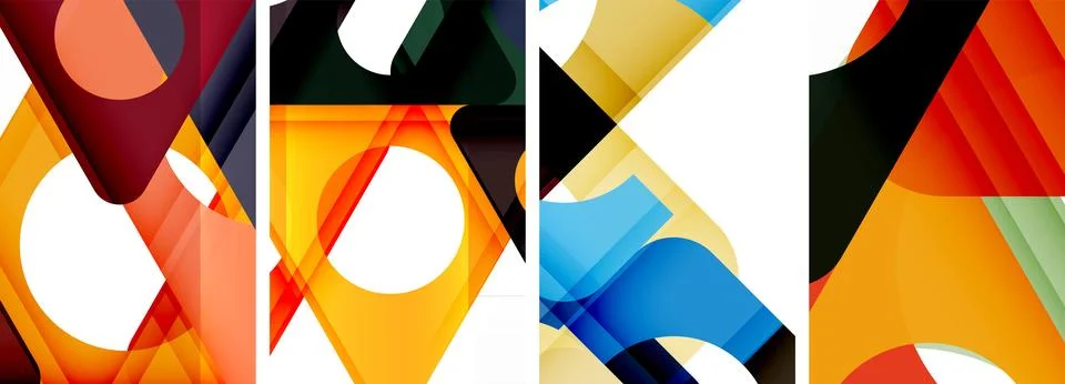 Abstract background set, showcasing a dynamic interplay of triangles. Fusion of Stock Illustration