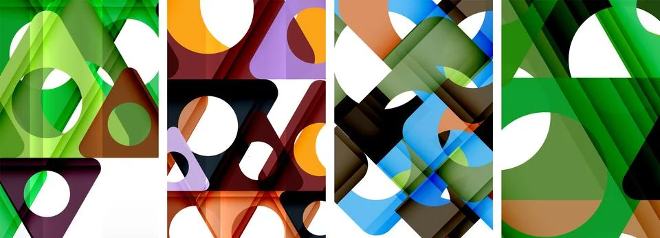 Abstract background set, showcasing a dynamic interplay of triangles. Fusion of Stock Illustration