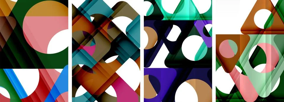 Abstract background set, showcasing a dynamic interplay of triangles. Fusion of Stock Illustration