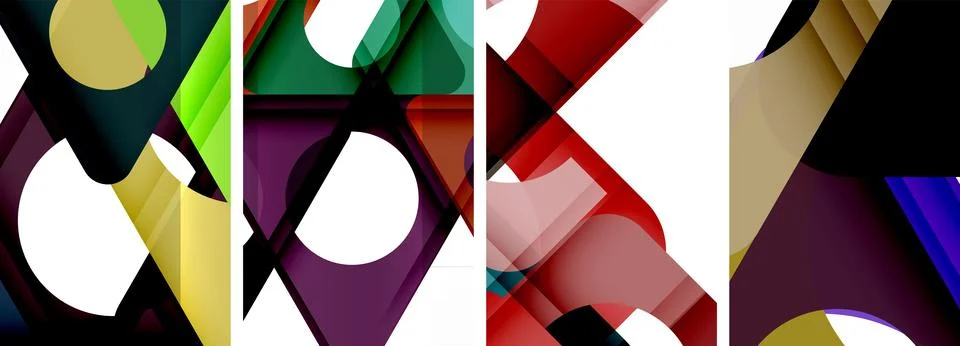Abstract background set, showcasing a dynamic interplay of triangles. Fusion of Stock Illustration