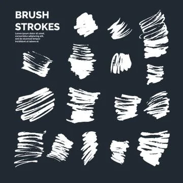 Abstract background. Set of vector ink strokes with a dry brush. Stock Illustration