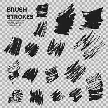 Abstract background. Set of vector ink strokes with a dry brush. Stock Illustration