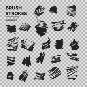 Abstract background. Set of vector ink strokes with a dry brush. Stock Illustration