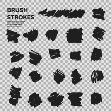 Abstract background. Set of vector ink strokes with a dry brush. Black and .. Stock Illustration