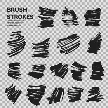 Abstract background. Set of vector ink strokes with a dry brush. Stock Illustration