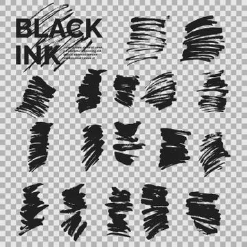 Abstract background. Set of vector ink strokes with a dry brush. Stock Illustration