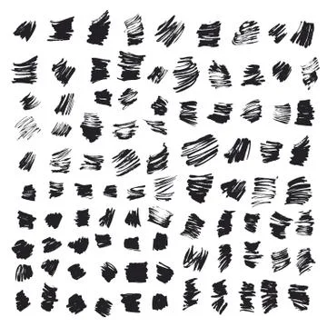 Abstract background. Set of vector ink strokes with a dry brush. Stock Illustration