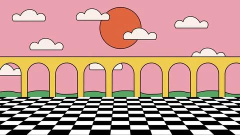Abstract background of shapes. Checkered field with arches. Retro art. Stock Illustration