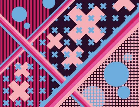 Abstract background shapes cherry pink and blue vector Stock Illustration