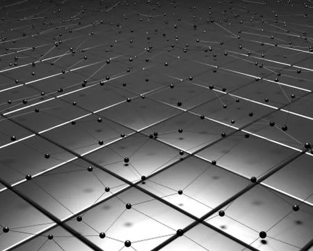 Abstract Background of Shapes over the Glossy Floor Tiles. 3D Illustration. Illustrazione stock