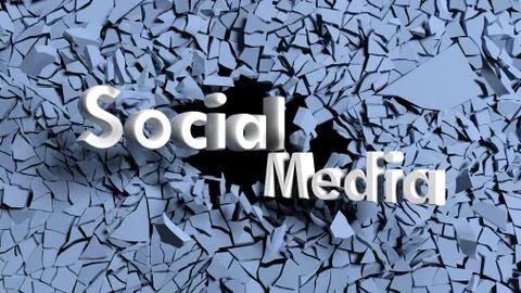 Abstract background with shattered wall and social media text Stock Illustration
