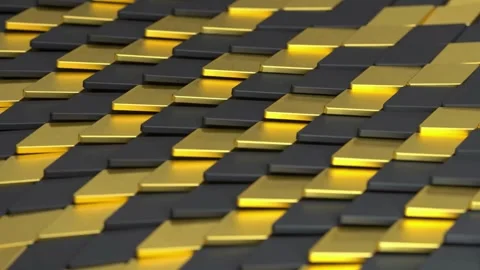 Abstract background of shifting black and gold diamond tiles Video stock 333828530