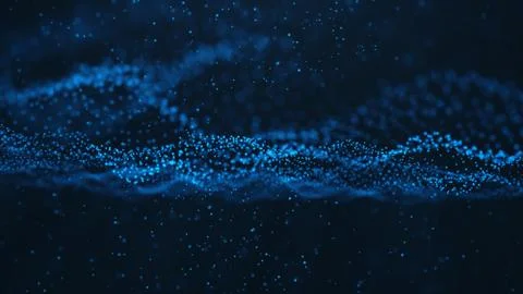 Abstract background of shining particles, digital wave, sparkling blue particles Illustrazione stock