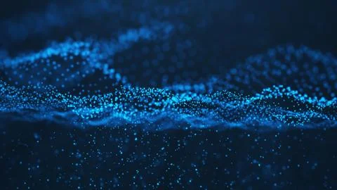 Abstract background of shining particles, digital wave, sparkling blue particles Stock-Illustration