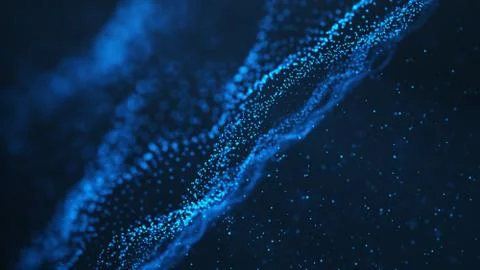 Abstract background of shining particles, digital wave, sparkling blue particles Stock-Illustration