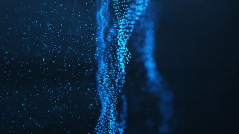 Abstract background of shining particles, digital wave, sparkling blue particles Stock Illustration