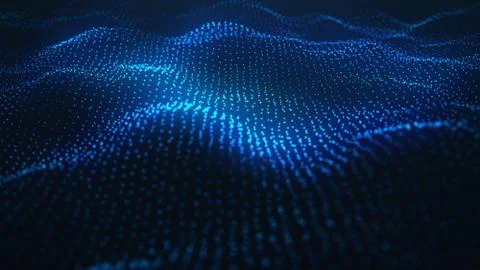 Abstract background of shining particles, digital wave, sparkling blue particles Stock-Illustration