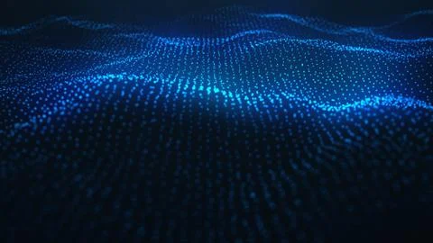 Abstract background of shining particles, digital wave, sparkling blue particles Stock Illustration