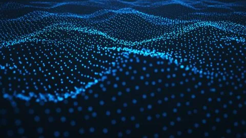 Abstract background of shining particles, digital wave, sparkling blue particles Stock-Illustration