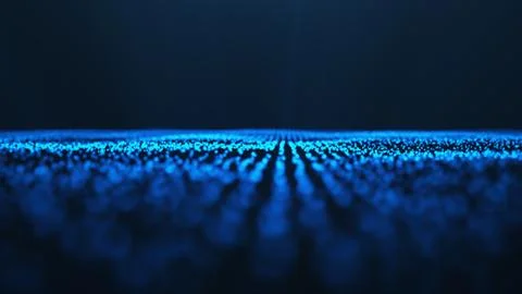 Abstract background of shining particles, digital wave, sparkling blue particles Stock-Illustration