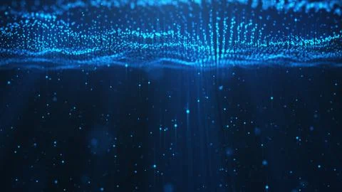 Abstract background of shining particles, digital wave, sparkling blue particles イラスト素材