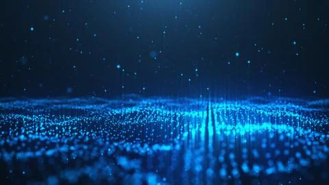 Abstract background of shining particles. Digital signature with wave particles Illustrazione stock