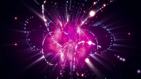 Abstract background shining particles strings energy fluctuating loop Video stock 163331533